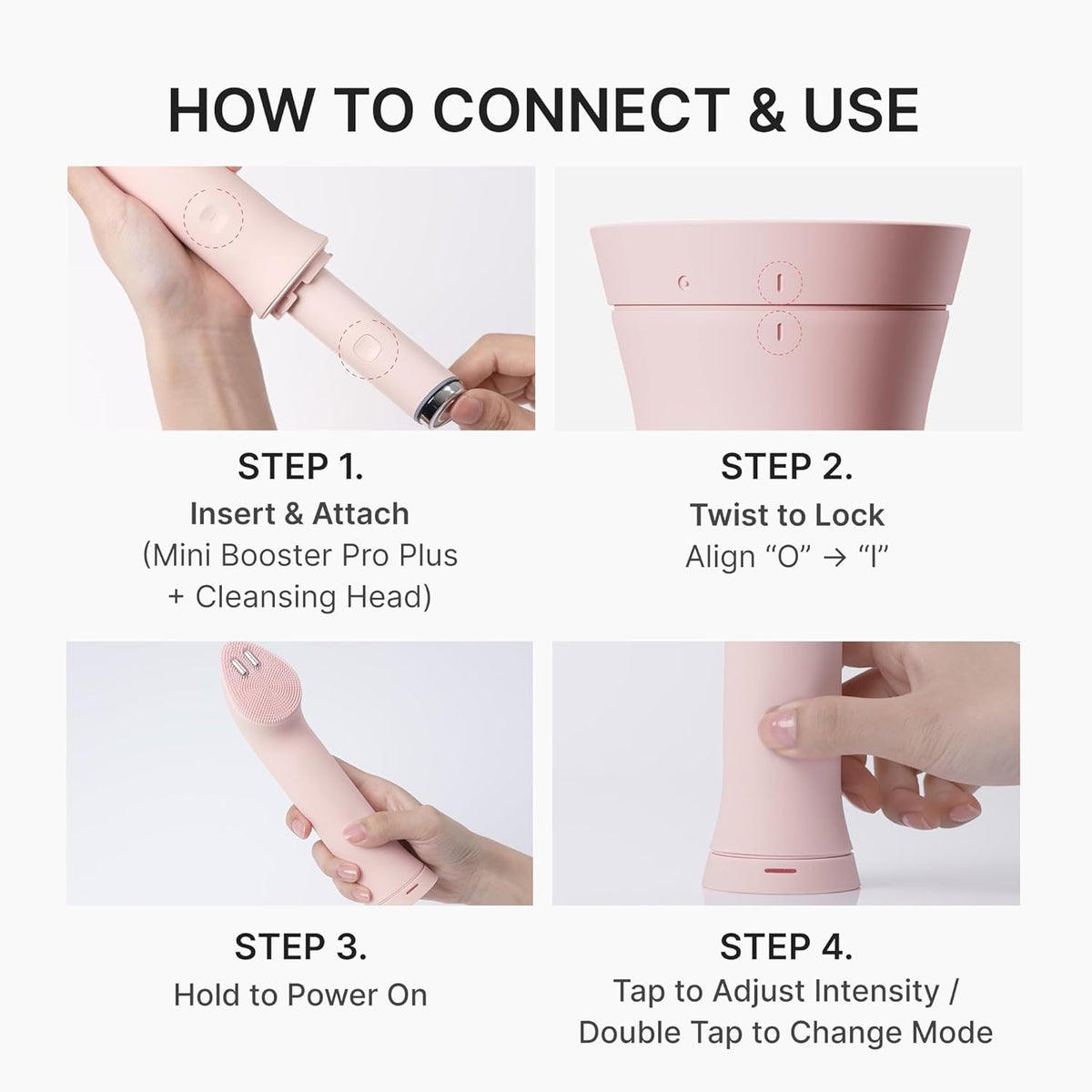 medicube Mini Booster Pro Plus Pink Cleansing Duo Set: Mini Booster Pro Cleansing Device Pink and PDRN Capsule Foam Cleanser | Pore, Makeup, Excess Sebum Care | Deep Cleansing Routine, Korean Skincare - Lahab Beauty | لهب بيوتي