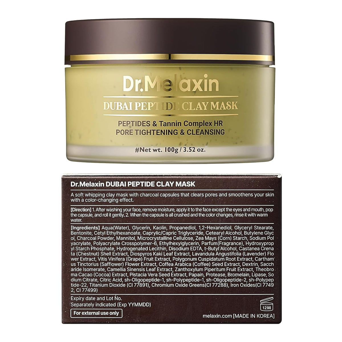 Dr.Melaxin DUBAI Peptide Clay Mask – Moisture-Rich Whipped Charcoal Clay 🖤✨ - Lahab Beauty | لهب بيوتي
