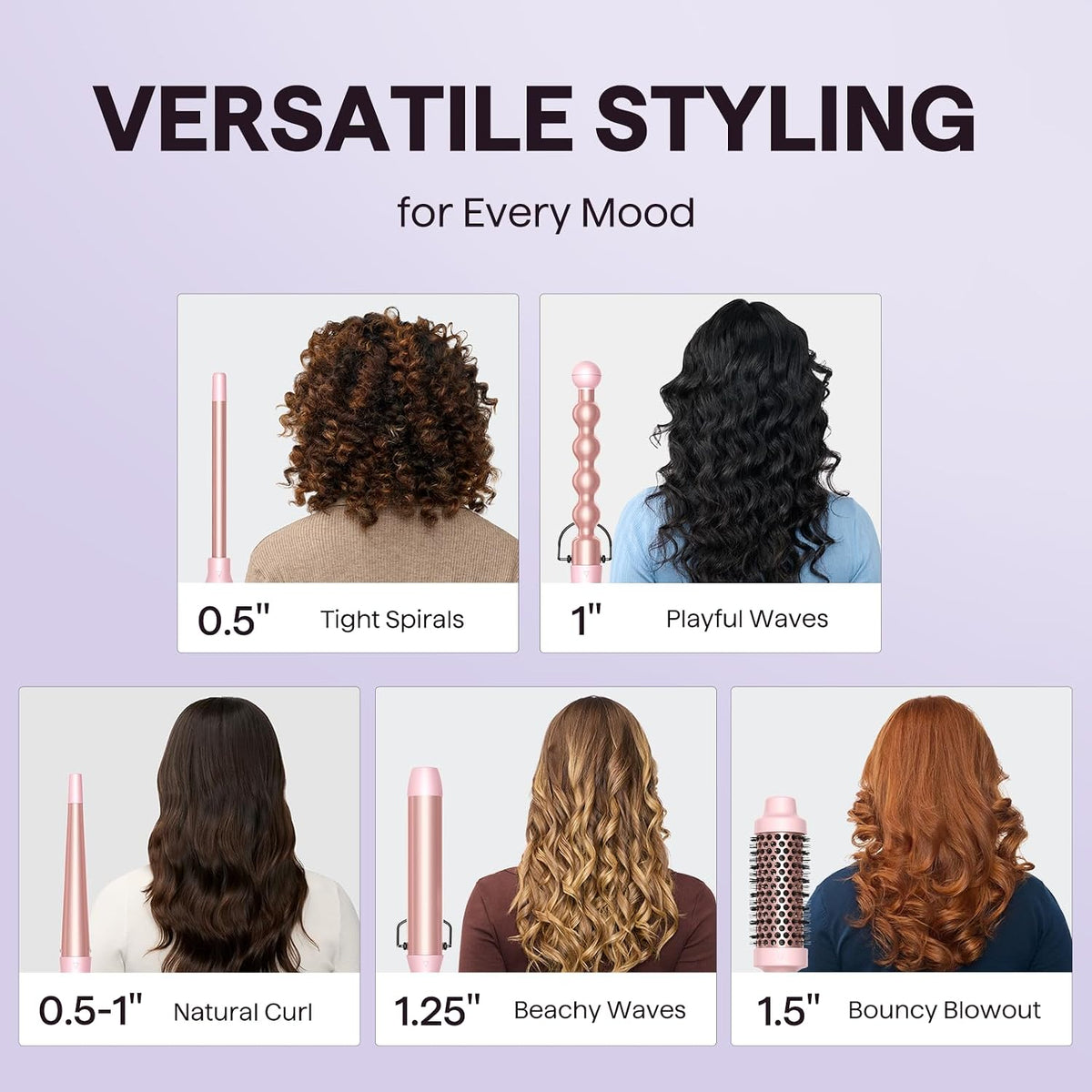 Wavytalk 5-in-1 Curling Iron & Curling Wand Set – Pink - Lahab Beauty | لهب بيوتي