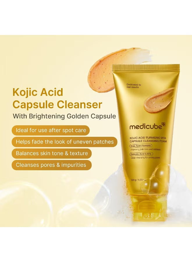 Medicube Kojic Acid Turmeric Vita Capsule Cleansing Foam 120g - Lahab Beauty | لهب بيوتي