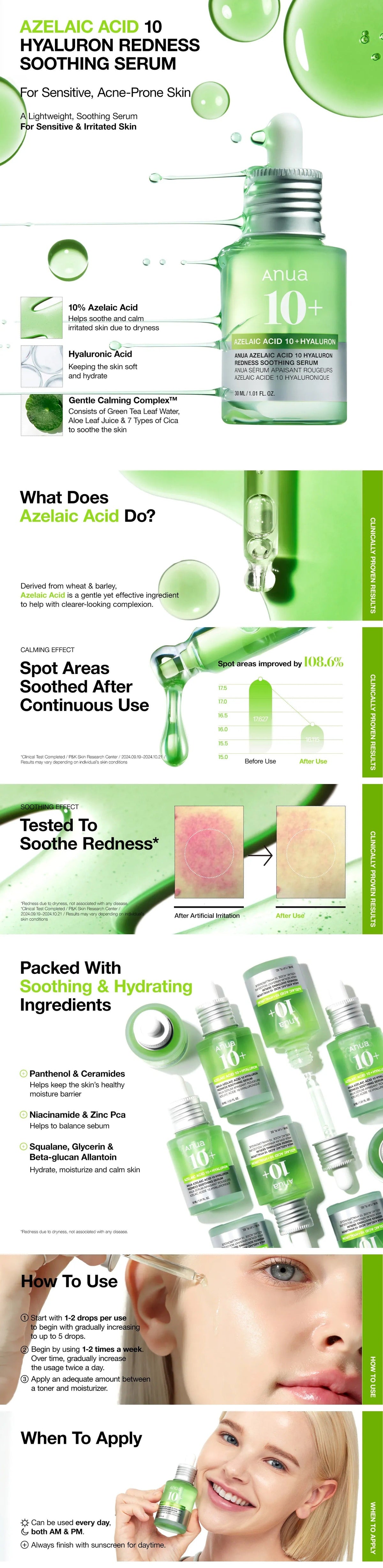 [Anua] Azelaic Acid 10 Hyaluron Redness Soothing Serum 30ml Set - Lahab Beauty | لهب بيوتي