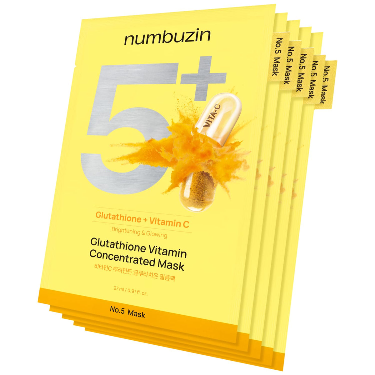 Numbuzin No.5 Sheet Mask | Vitamin Spotlight Sheet Mask - 5EA - Lahab Beauty | لهب بيوتي