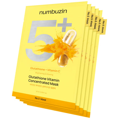 Numbuzin No.5 Sheet Mask | Vitamin Spotlight Sheet Mask - 5EA - Lahab Beauty | لهب بيوتي
