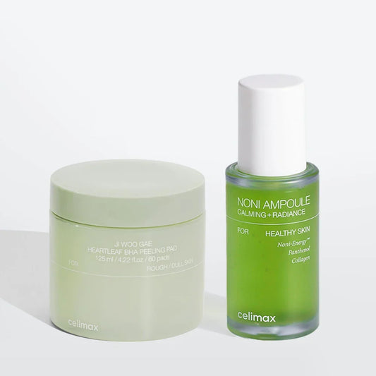 [Celimax] The Real Noni Energy Ampoule & Ji Woo Gae Heartleaf BHA Peeling Pad Set - Lahab Beauty | لهب بيوتي