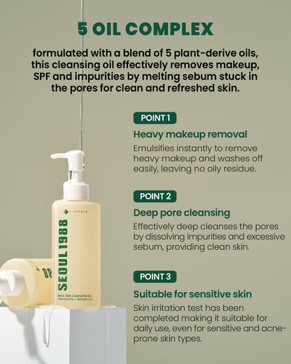K-SECRET Seoul 1988 Cleansing Oil – Pine Cica 1% + Probiotics | 200ml - Lahab Beauty | لهب بيوتي