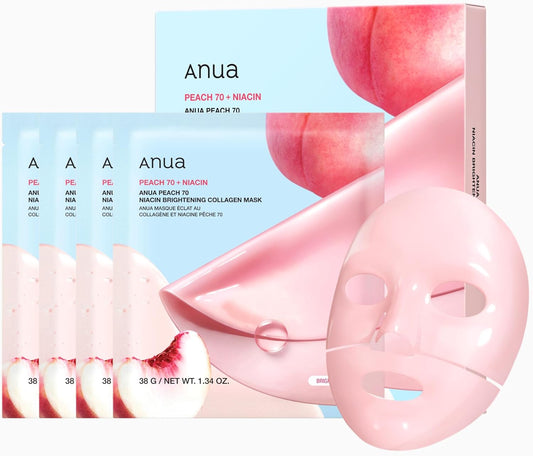 [ANUA] Peach 70 Niacin Brightening Collagen Mask (4ea) - Lahab Beauty | لهب بيوتي