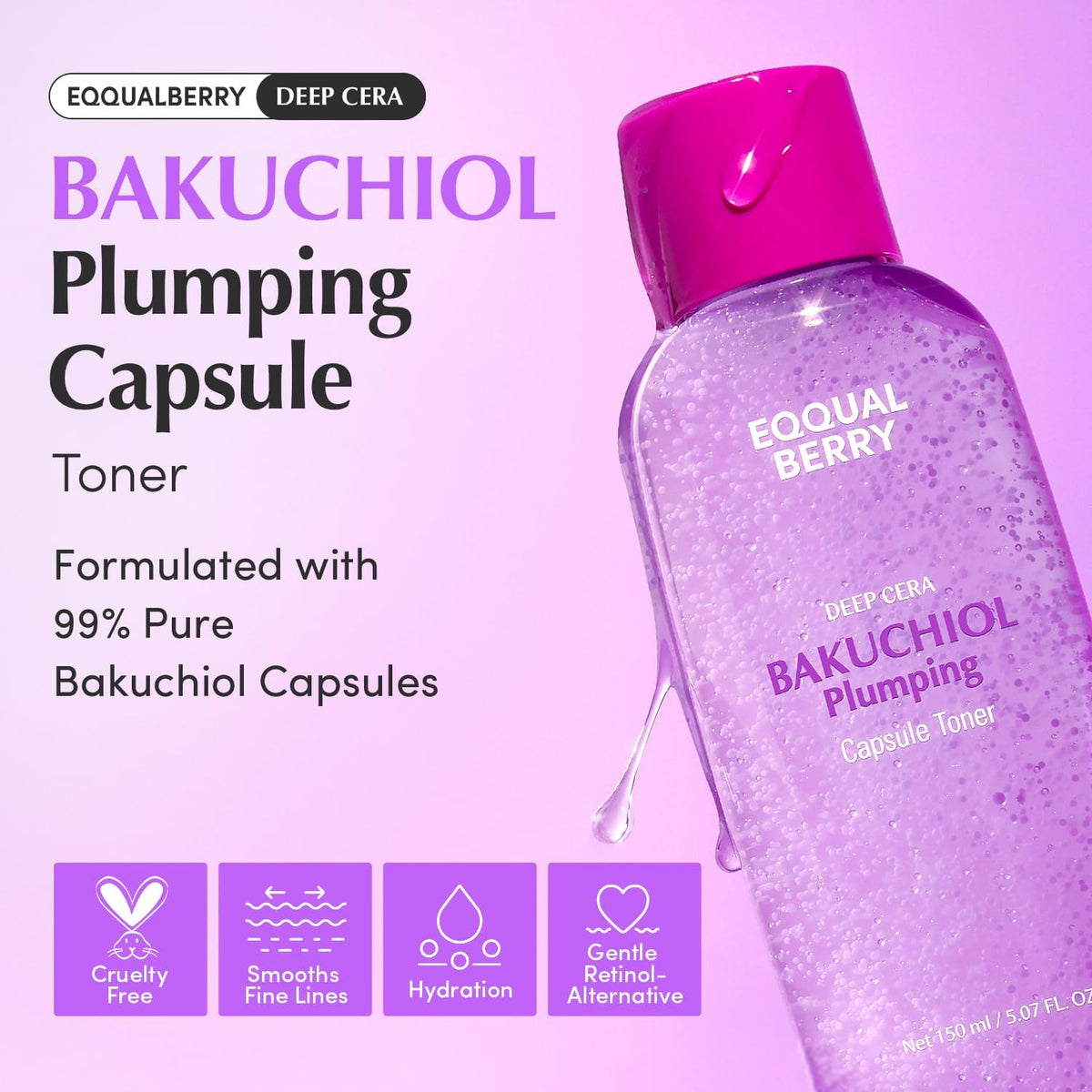 EQQUALBERRY Bakuchiol Plumping Capsule Toner 150ml - Lahab Beauty | لهب بيوتي