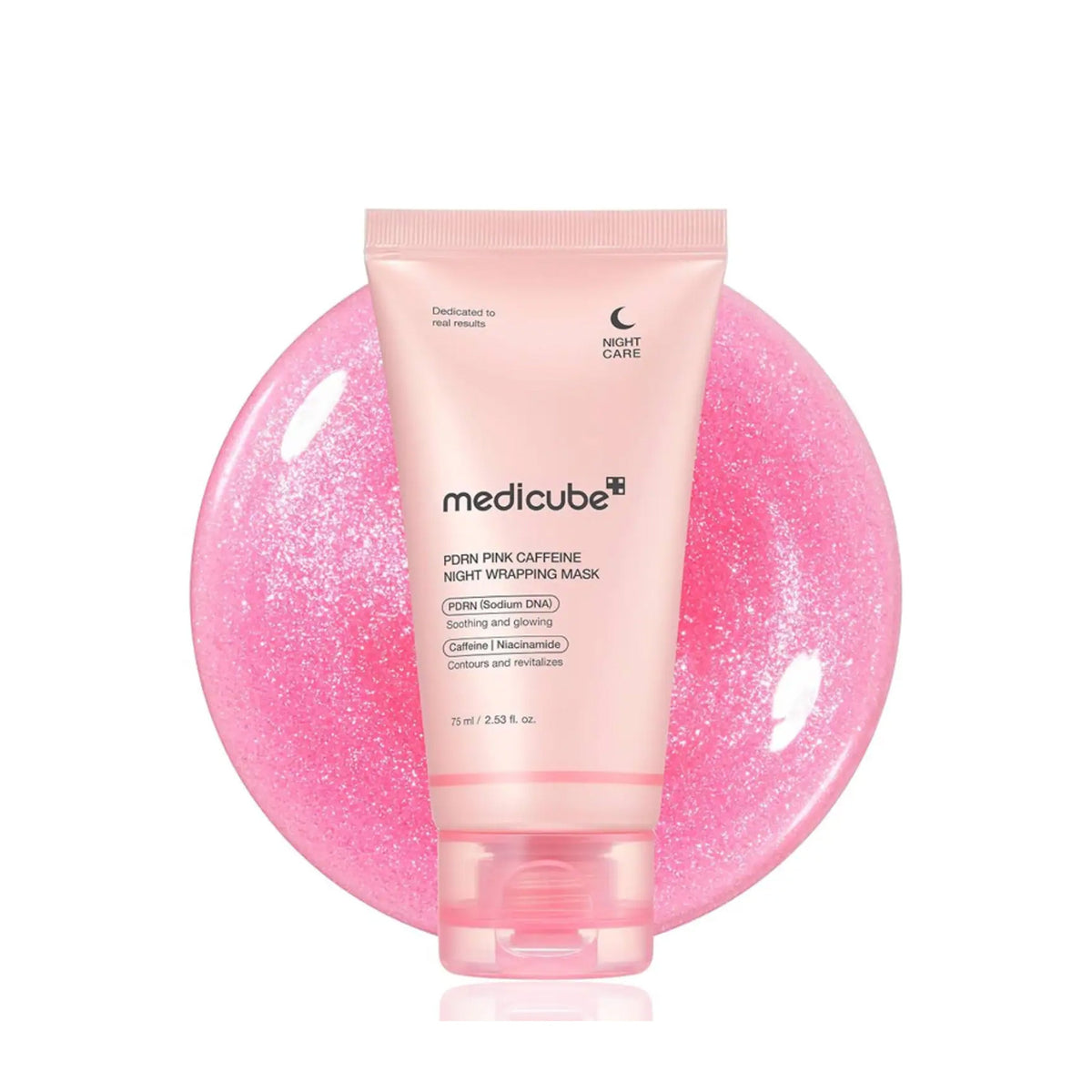 Medicube PDRN Pink Caffeine Overnight Wrapping Mask – Firm & Glow Night Film 75 ml - Lahab Beauty | لهب بيوتي