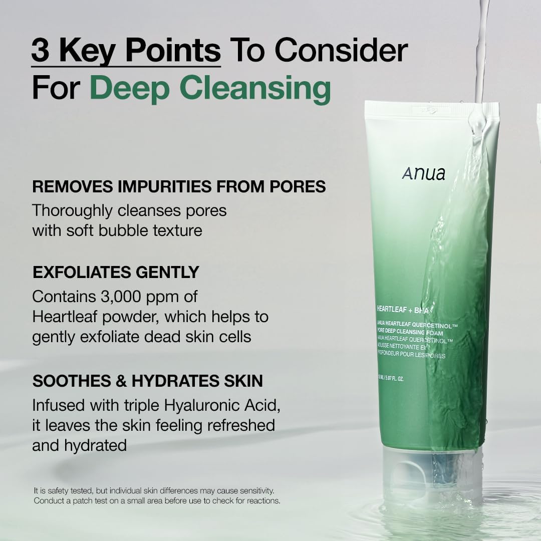[ANUA] Heartleaf BHA Quercetinol Pore Deep Cleansing Foam 150ml - Lahab Beauty | لهب بيوتي