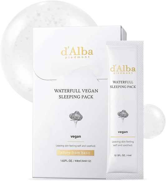 d'Alba Waterfull Vegan Sleeping Pack (4ml × 12ea) - Lahab Beauty | لهب بيوتي