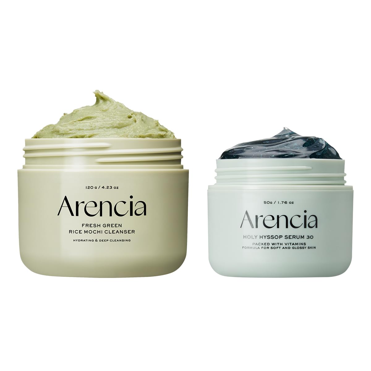 Arencia Glass Skin Care Duo – Rice Mochi Facial Cleanser + Glow Hyssop Overnight Mask Serum ✨💧 - Lahab Beauty | لهب بيوتي