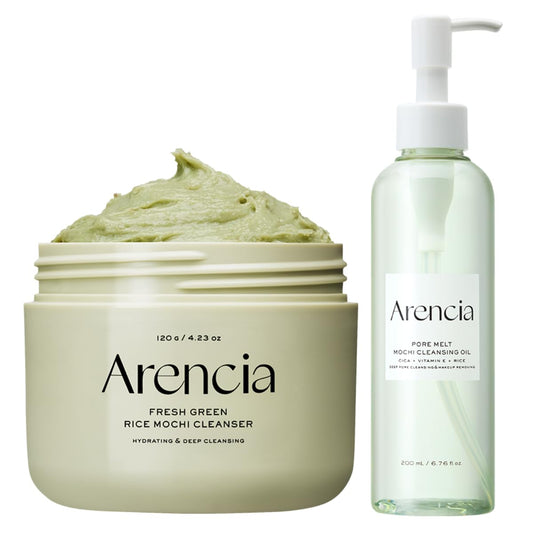 ARENCIA Rice Mochi Double Cleansing Duo – Clear Skin Routine for Acne-Prone Skin 🌿✨ - Lahab Beauty | لهب بيوتي