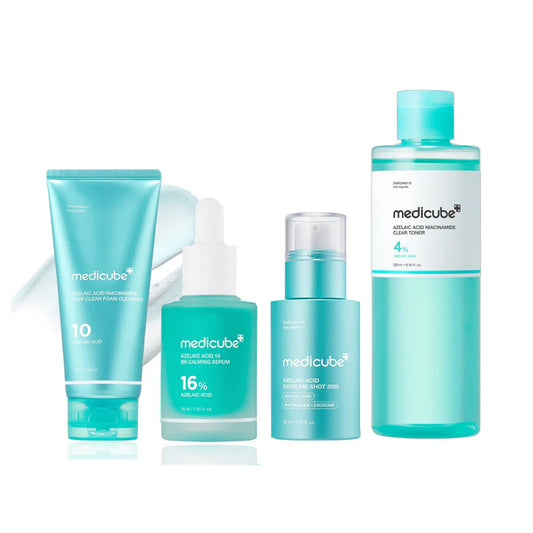 MEDICUBE Azelaic Acid Ultimate Skincare Set – Complete Pore Refining & Glass Skin Routine (4-Step System) - Lahab Beauty | لهب بيوتي