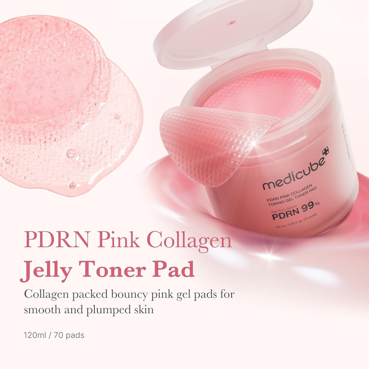 Medicube PDRN Pink Collagen Toning Gel Toner Pad - 70 pads - Lahab Beauty | لهب بيوتي