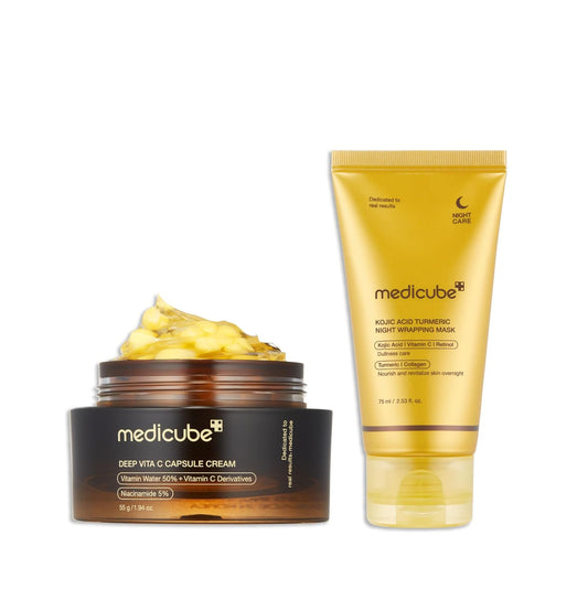 Medicube Glass Skin Night Duo | Vitamin C Moisturizer & Turmeric Overnight Mask - Lahab Beauty | لهب بيوتي