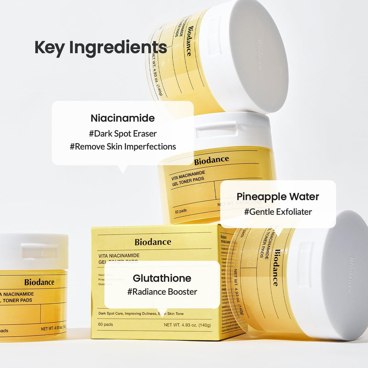 [Biodance] Vita Niacinamide Gel Toner Pads (60 pads) - Lahab Beauty | لهب بيوتي