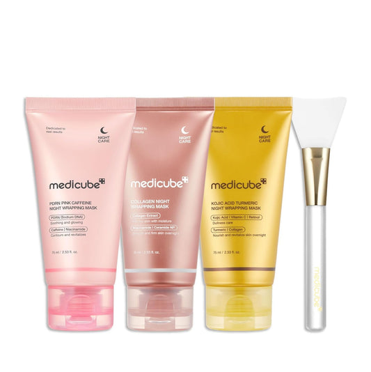 Medicube Korean Overnight Glow Mask Trio 🌙✨💗💛 - Lahab Beauty | لهب بيوتي
