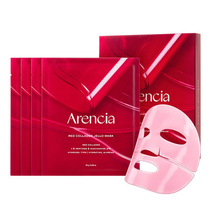 ARENCIA Red Collagen Jello Mask – Plump & Hydrating Overnight Hydrogel Mask (4ea) ❤️✨ - Lahab Beauty | لهب بيوتي