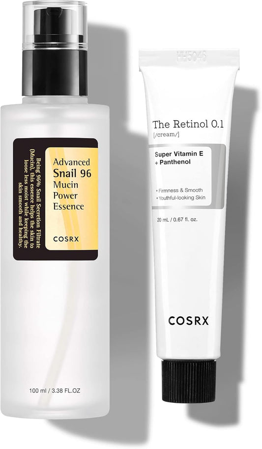 COSRX Skin Cycling Routine - Snail Mucin 96% Essence + Retinol 0.1 Cream - Lahab Beauty | لهب بيوتي