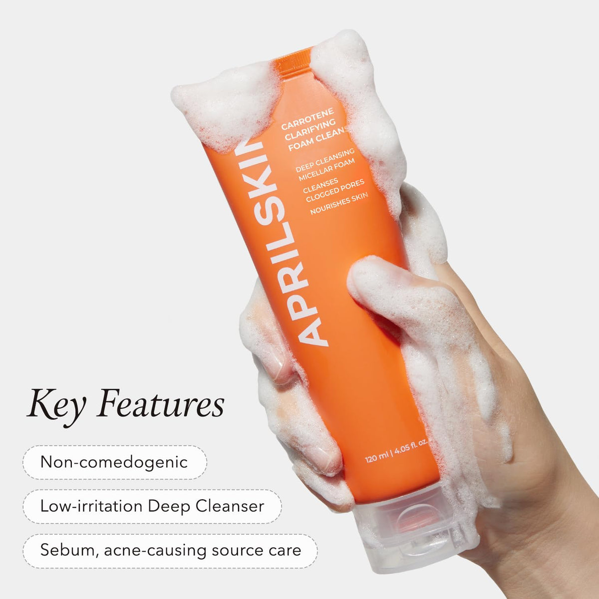 APRILSKIN Carrotene Clarifying Foam Cleanser – 120ml 🌿✨ - Lahab Beauty | لهب بيوتي