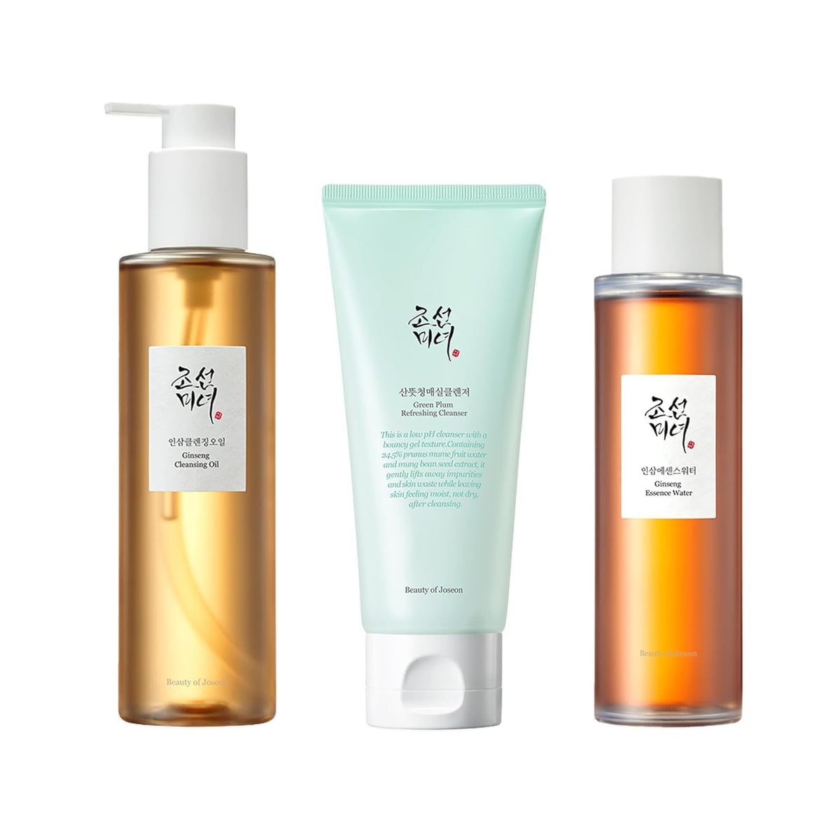 Beauty of Joseon Cleansing & Moisture Trio Ginseng Cleansing Oil Green Plum Cleanser Ginseng Essence Water Deep Cleansing and Hydration Korean Skincare - Lahab Beauty | لهب بيوتي