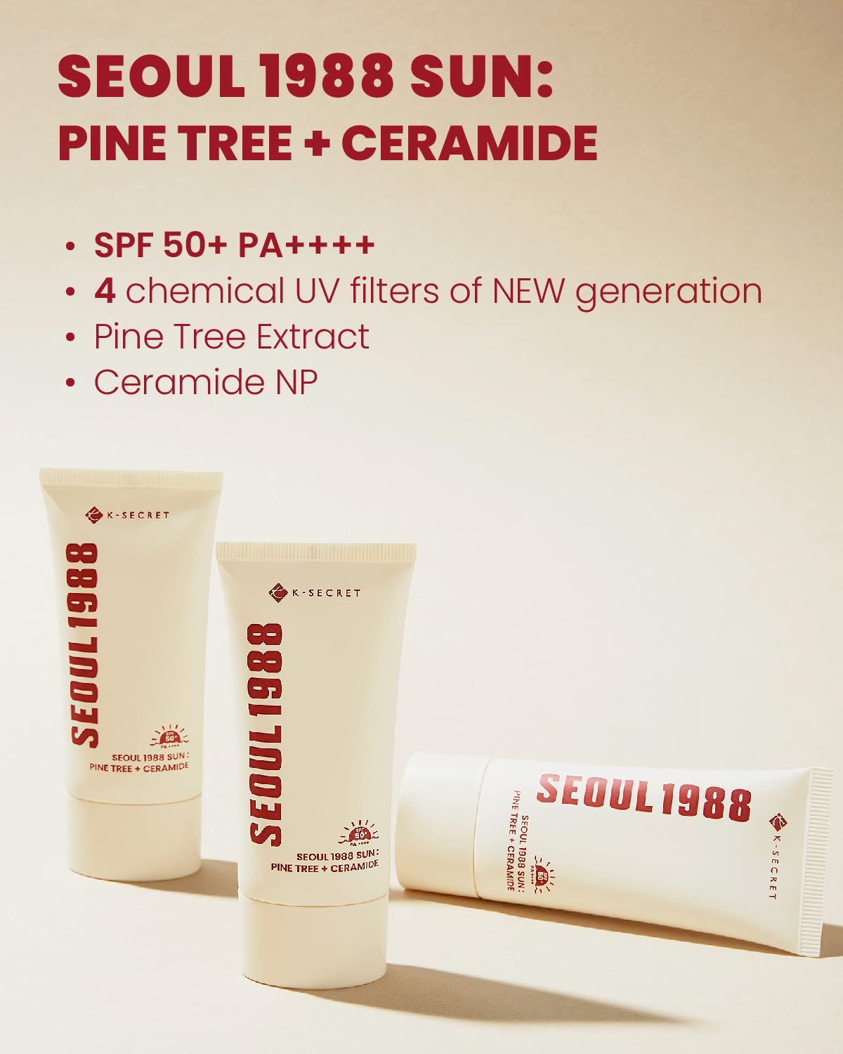 K-SECRET SEOUL 1988 Sun : Pine Tree + Ceramide (50ml / 1.69 fl.oz) - Lahab Beauty | لهب بيوتي