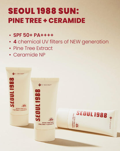 K-SECRET SEOUL 1988 Sun : Pine Tree + Ceramide (50ml / 1.69 fl.oz) - Lahab Beauty | لهب بيوتي