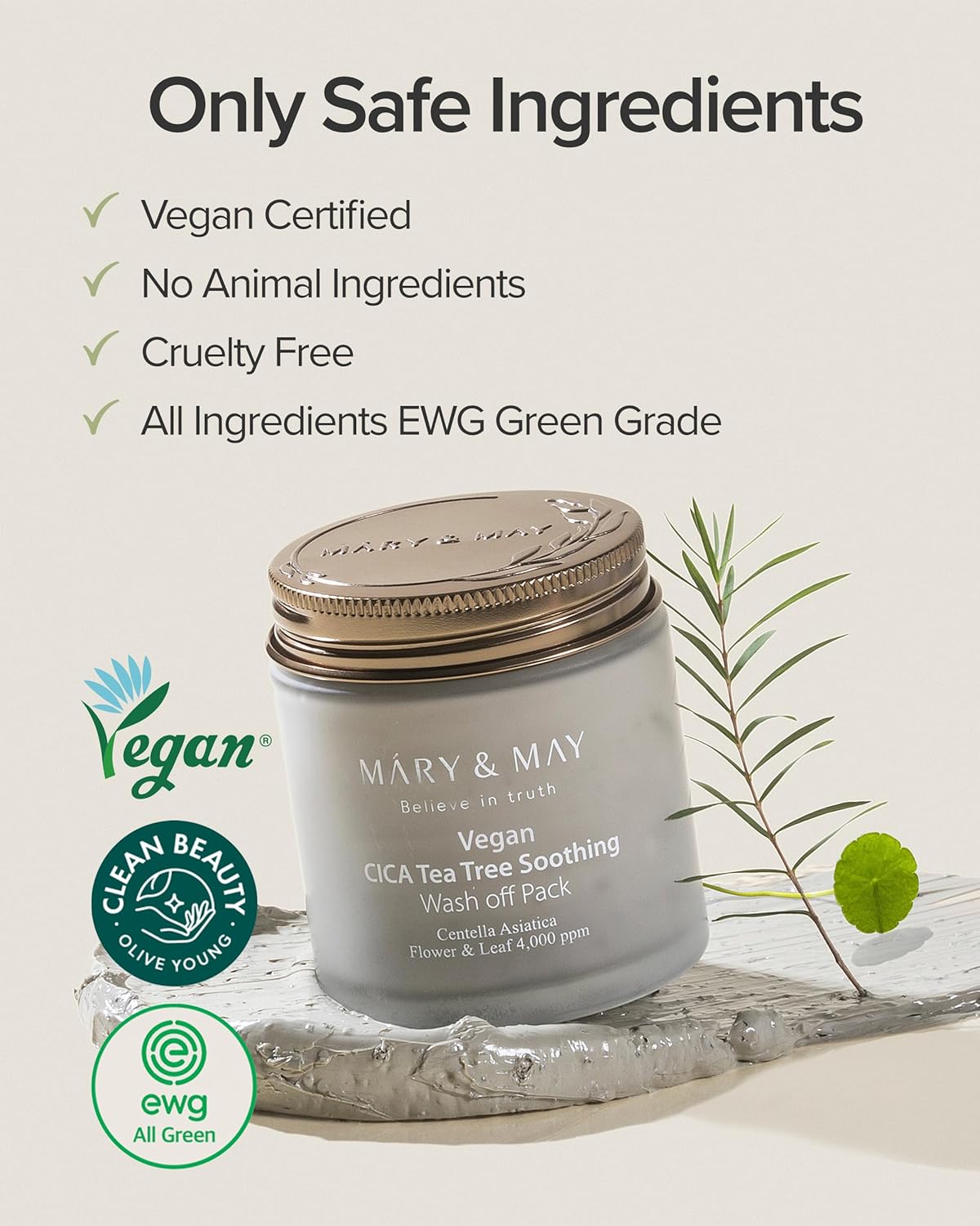 Mary&May Vegan Cica Tea Tree Soothing Wash Off Pack - 120g - Lahab Beauty | لهب بيوتي