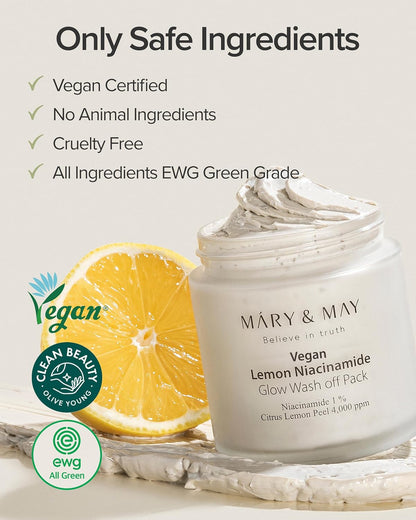 Mary&May Lemon Niacinamide Glow Wash off Pack - 125g - Lahab Beauty | لهب بيوتي