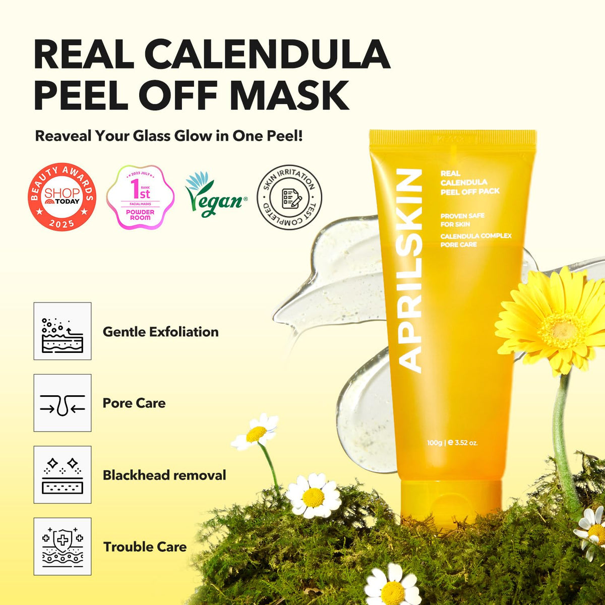 APRILSKIN Calendula Flower-Infused Facial Peel Off Mask – 3.52 fl oz / 100ml 🌼✨ - Lahab Beauty | لهب بيوتي