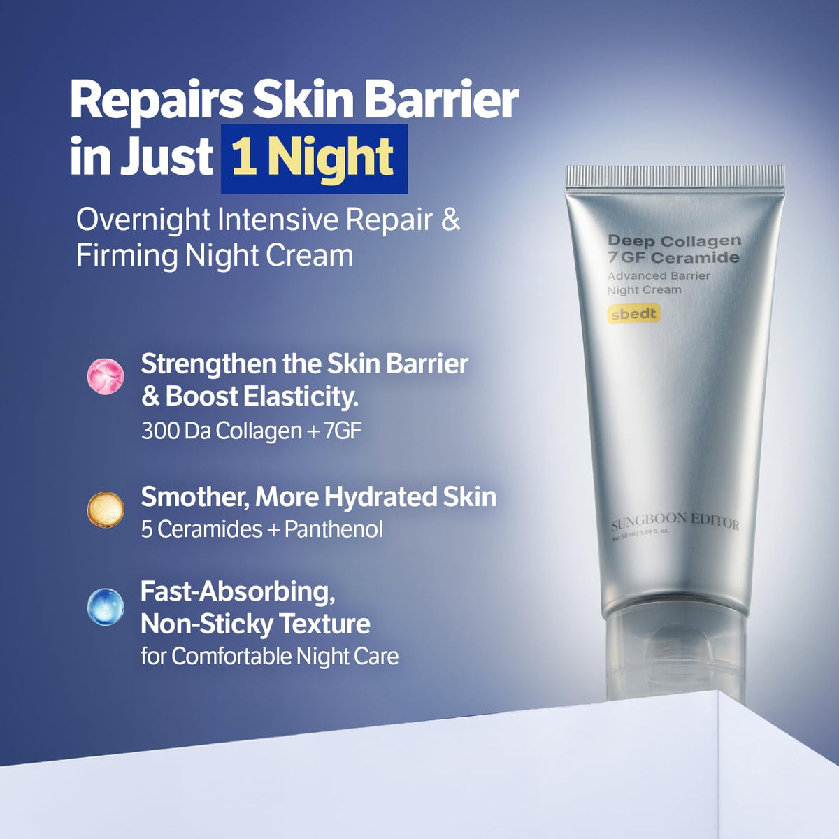 SUNGBOON EDITOR Deep Collagen 7GF Ceramide Advanced Barrier Night Cream 50ml - Lahab Beauty | لهب بيوتي