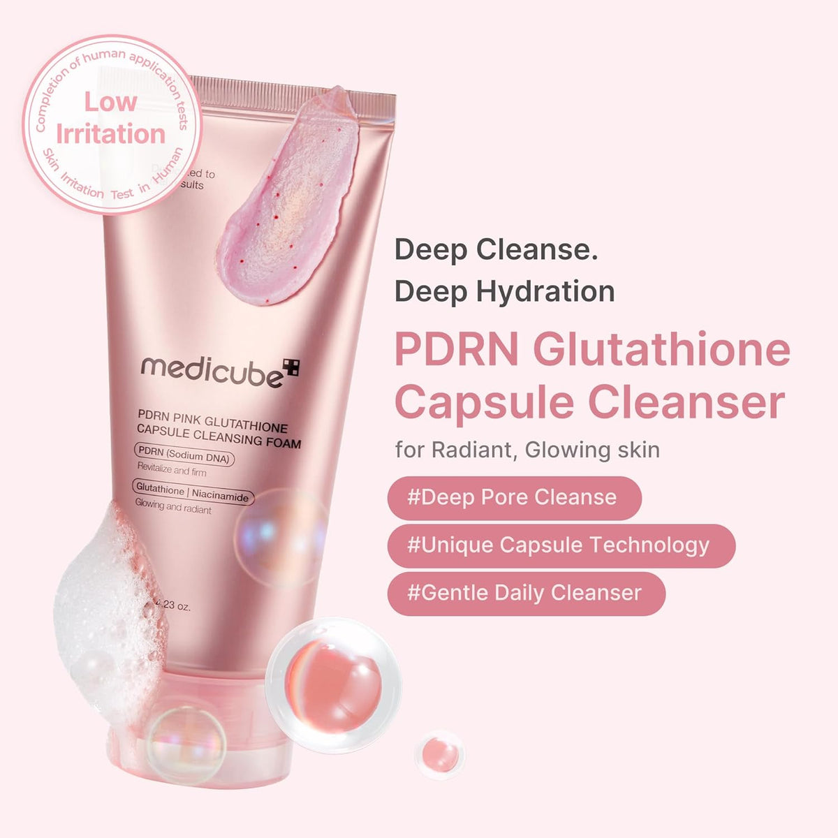 medicube Mini Booster Pro Plus Pink Cleansing Duo Set: Mini Booster Pro Cleansing Device Pink and PDRN Capsule Foam Cleanser | Pore, Makeup, Excess Sebum Care | Deep Cleansing Routine, Korean Skincare - Lahab Beauty | لهب بيوتي