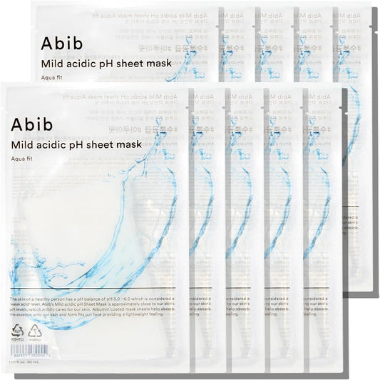 ABIB Mild Acidic pH Sheet Mask Aqua Fit (30ml x 10ea) - Lahab Beauty | لهب بيوتي