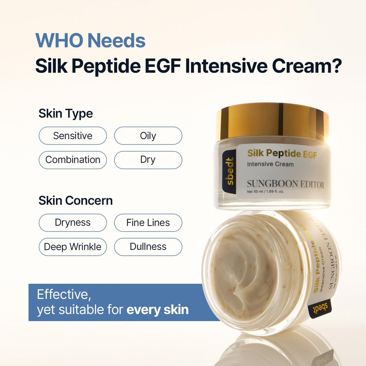 SUNGBOON EDITOR Silk Peptide EGF Intensive Cream - 50ml - Lahab Beauty | لهب بيوتي