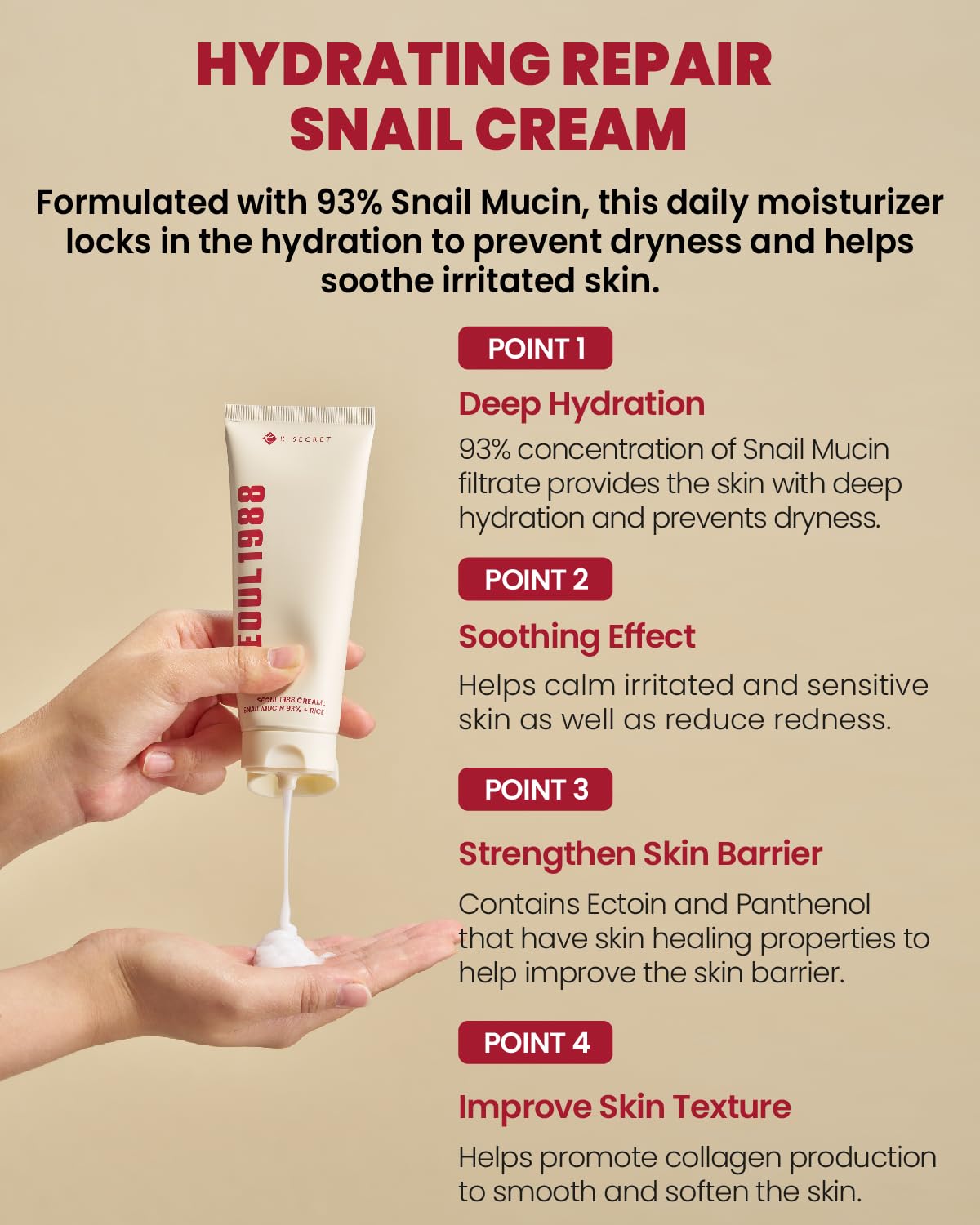 K-SECRET SEOUL 1988 Snail Mucin 93% Cream - Lahab Beauty | لهب بيوتي
