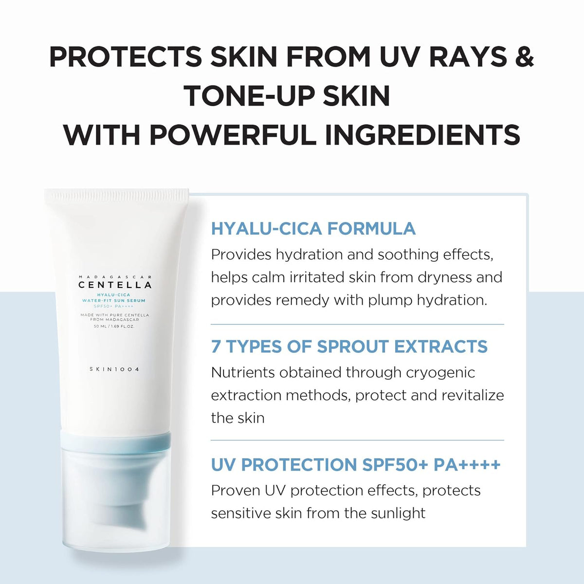 [SKIN1004] Madagascar Centella Hyalu-Cica Water-Fit Sun Serum 50ml Twin Pack (2ea) - Lahab Beauty | لهب بيوتي