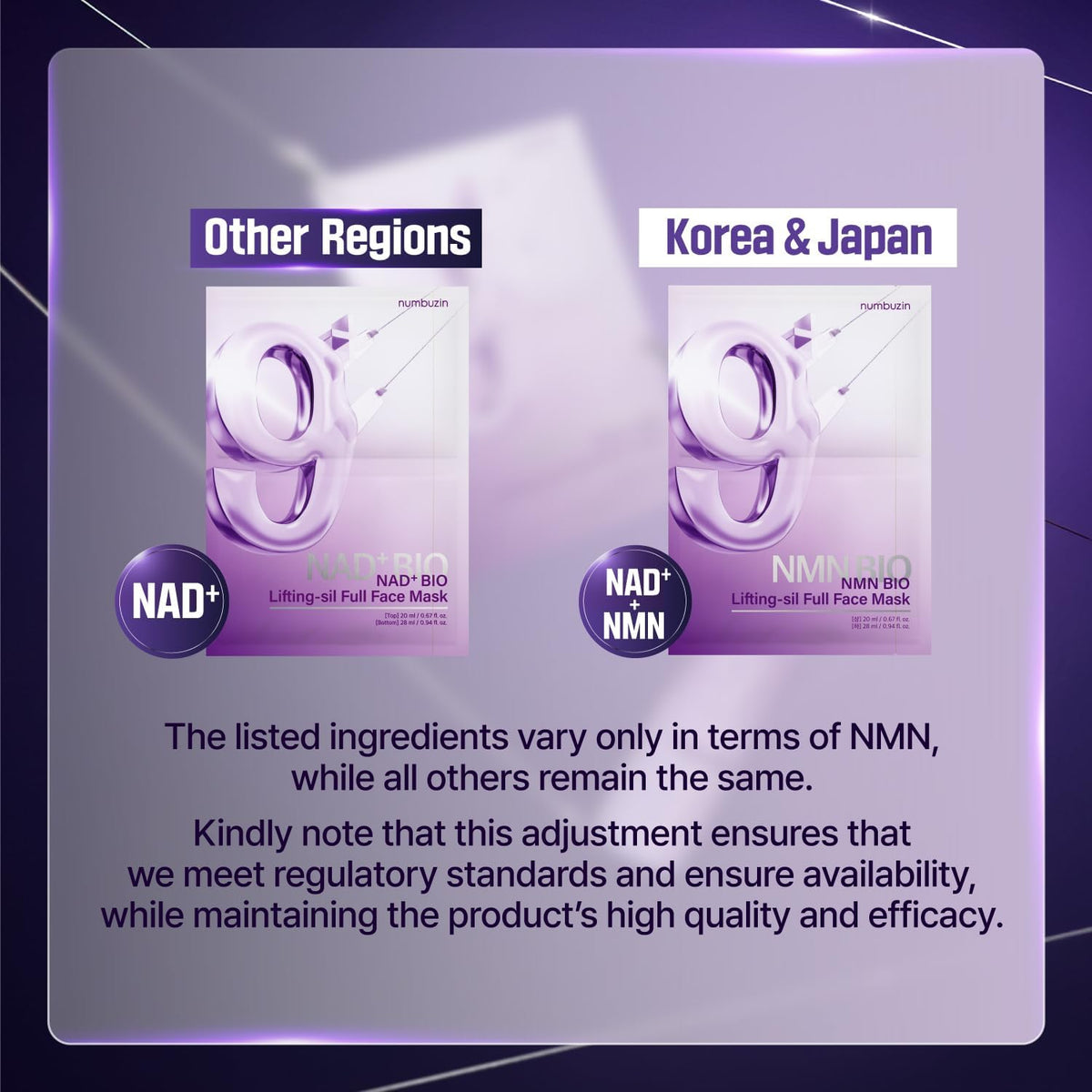 numbuzin No.9 Sheet Mask | NAD+ BIO Lifting-sil Full Face Mask - 4EA - Lahab Beauty | لهب بيوتي
