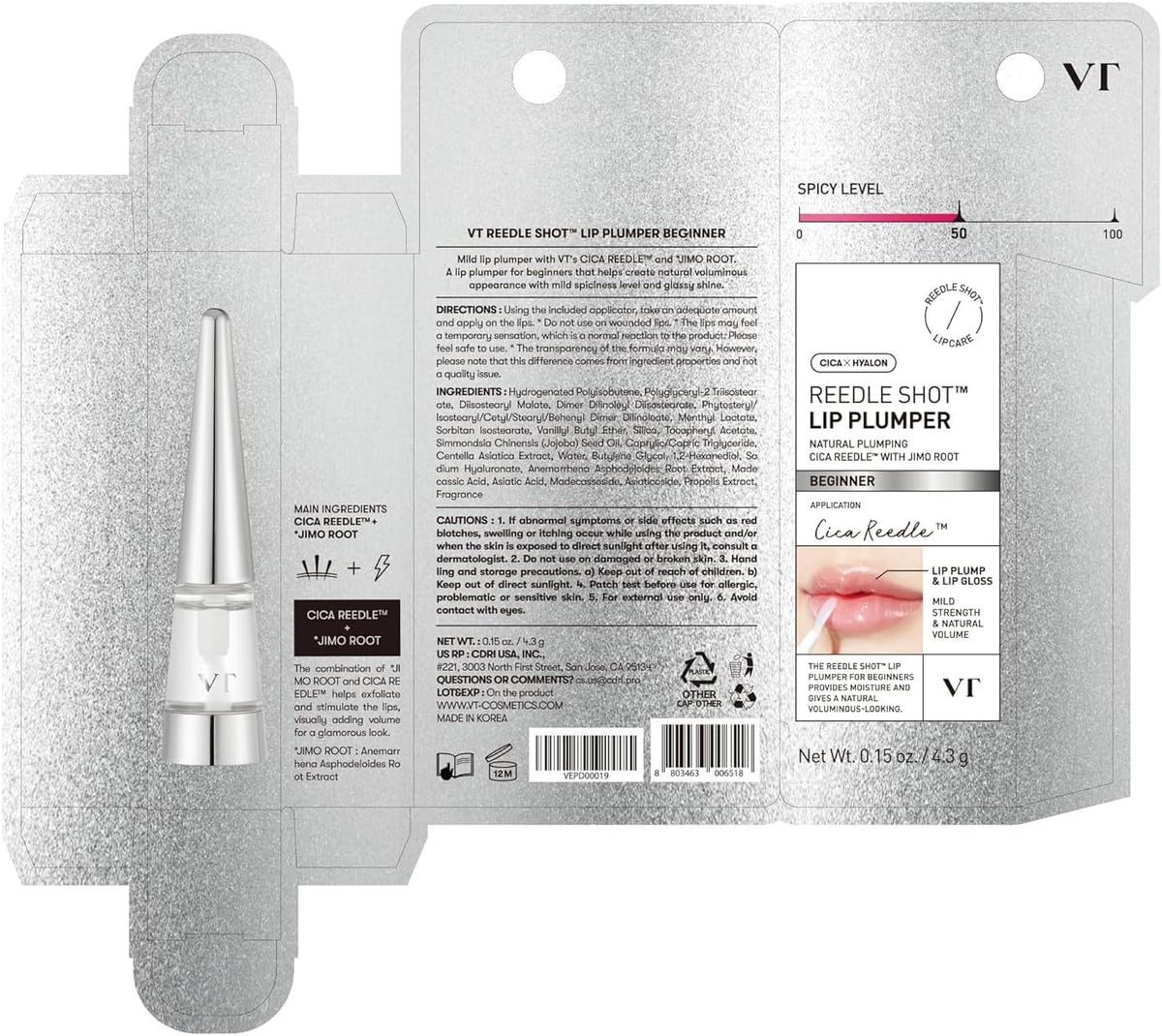 [VT COSMETICS] REEDLE SHOT LIP PLUMPER BEGINNER 0.15 oz (4.3 g) - Lahab Beauty | لهب بيوتي