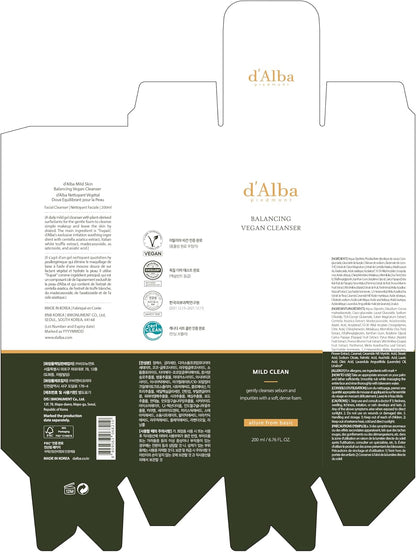 d'Alba Piedmont Italian White Truffle Mild Skin Balancing Vegan Cleanser - Lahab Beauty | لهب بيوتي
