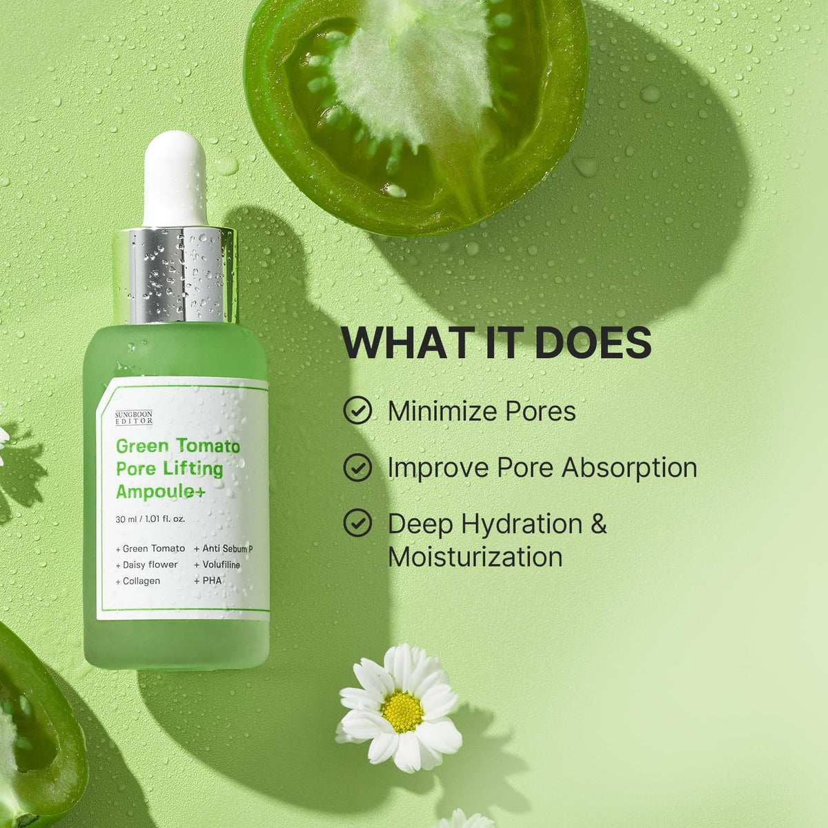 SUNGBOON EDITOR Green Tomato Pore Boosting Deep Shot Ampoule 30ml - Lahab Beauty | لهب بيوتي