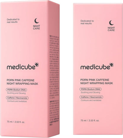 Medicube PDRN Pink Caffeine Overnight Wrapping Mask – Firm & Glow Night Film 75 ml - Lahab Beauty | لهب بيوتي