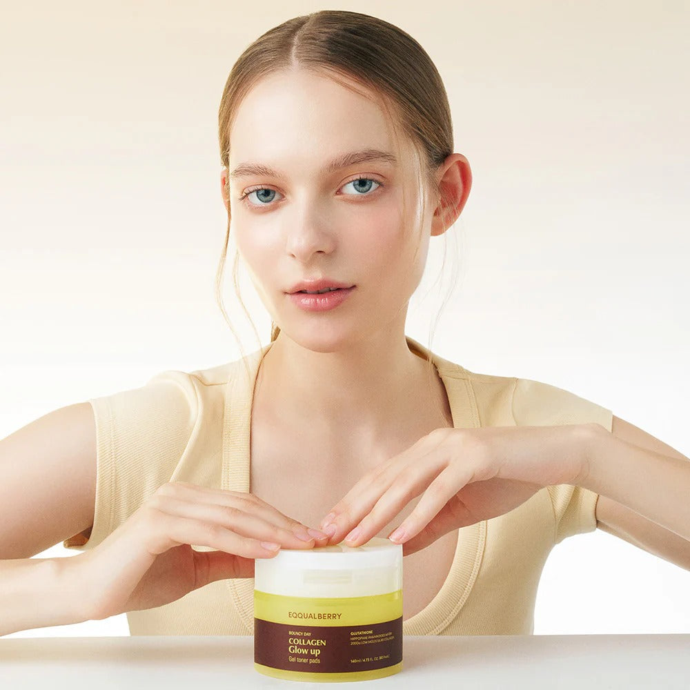 [Eqqualberry] Collagen Glow Up Gel Toner Pads (60ea) - Lahab Beauty | لهب بيوتي
