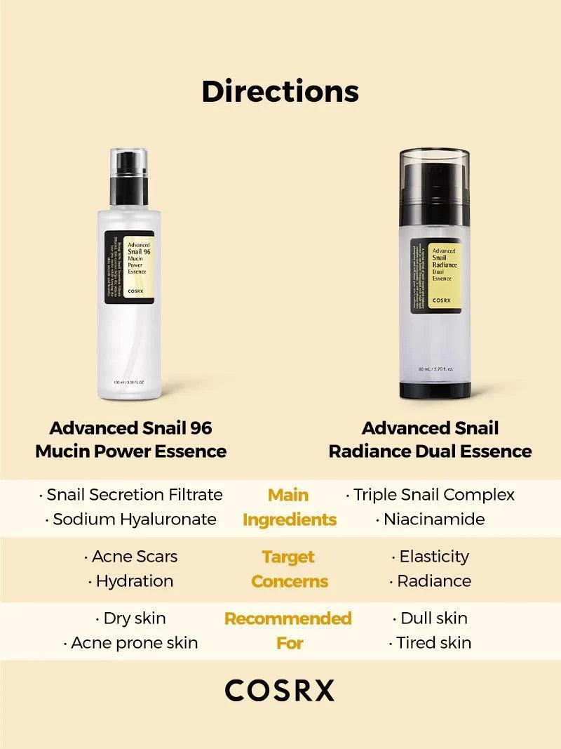 [Cosrx] Advanced Snail Radiance Dual Essence – Double the Power, Double the Glow 80ml - Lahab Beauty | لهب بيوتي