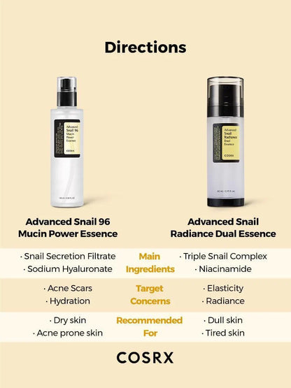[Cosrx] Advanced Snail Radiance Dual Essence – Double the Power, Double the Glow 80ml - Lahab Beauty | لهب بيوتي