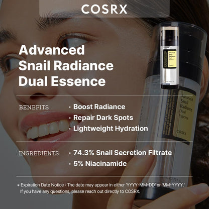 [Cosrx] Advanced Snail Radiance Dual Essence – Double the Power, Double the Glow 80ml - Lahab Beauty | لهب بيوتي