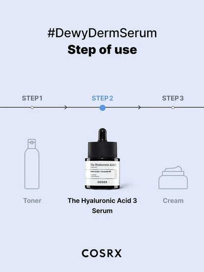 COSRX The Hyaluronic Acid 3 Serum – Deep Hydration for Plump, Supple Skin - Lahab Beauty | لهب بيوتي