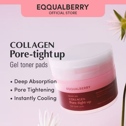 [Eqqualberry] Collagen Pore Tight Up Gel Toner Pads (60ea) - Lahab Beauty | لهب بيوتي