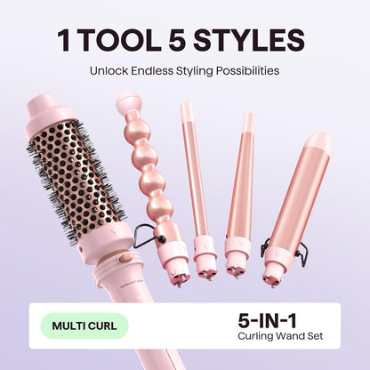 Wavytalk 5-in-1 Curling Iron & Curling Wand Set – Pink - Lahab Beauty | لهب بيوتي