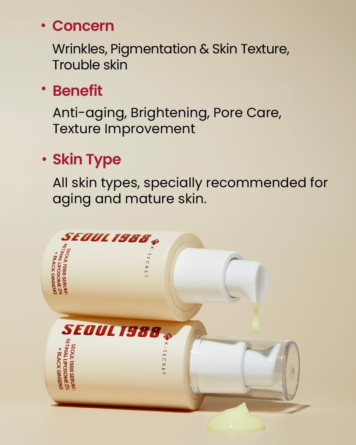 [KSECRET] SEOUL 1988 Serum : Retinal Liposome 2% + Black Ginseng - Lahab Beauty | لهب بيوتي