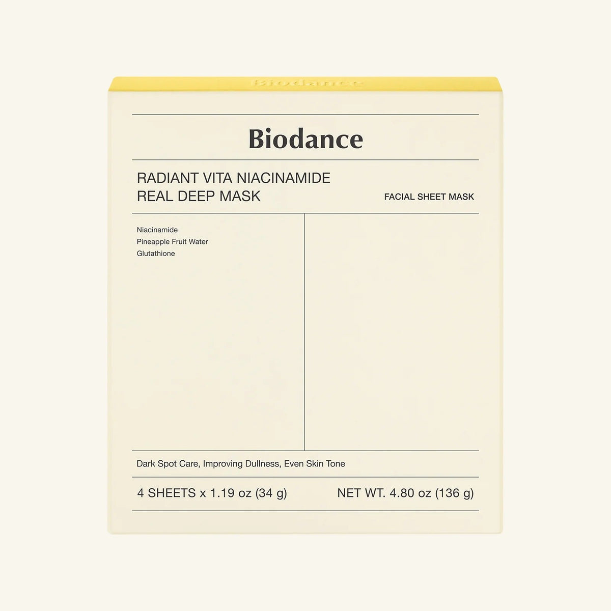 [BIODANCE] Yellow Radiant Vita Niacinamide Real Deep Mask - 4ea/8ea/12ea/16ea - Lahab Beauty | لهب بيوتي